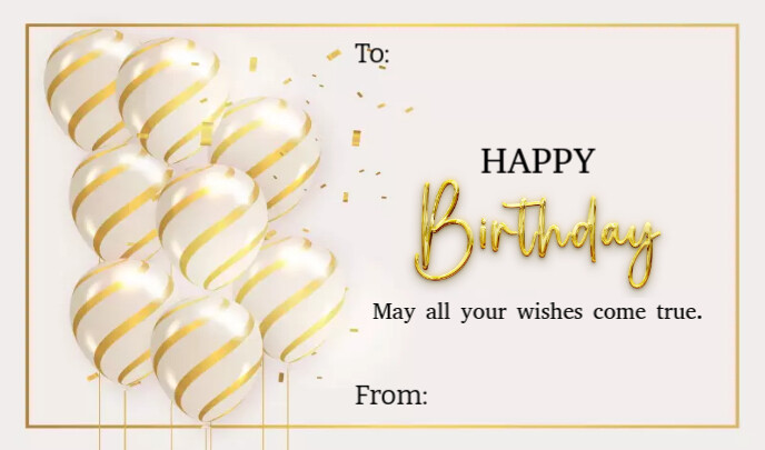 GIFT TAG | BIRTHDAY | Gold white balloons template